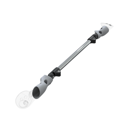 Right view of ProSaber lightsaber and paddle for Meta Quest 3 and Pro with Chrome Armature and Grey PLA cups