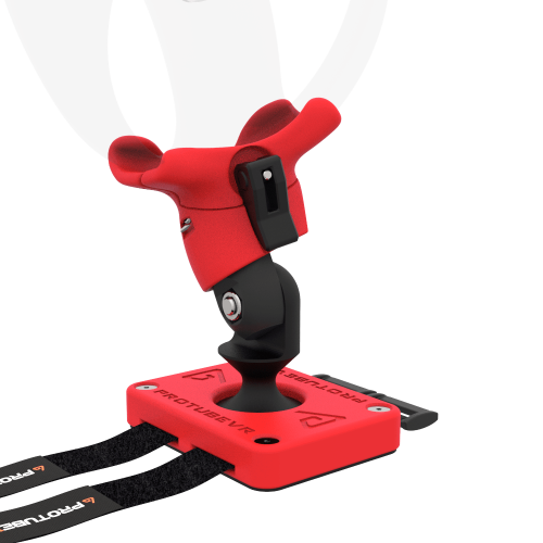 Zoom view of Left hand ProTas VR Joystick for Playstation PSVR 2 with Red PLA base with Red PLA cups
