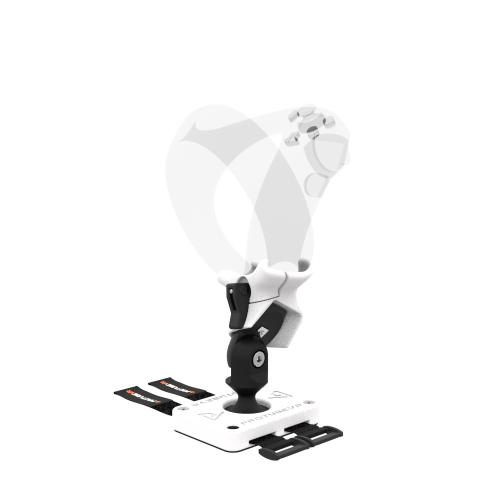 Right view of Left hand ProTas VR Joystick for Playstation PSVR 2 with White PLA base with White PLA cups