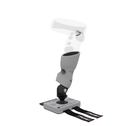 Right view of Right hand ProTas VR Joystick for Meta Quest 1 with Grey PLA base with Grey PLA cups