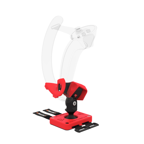 Right view of Left hand ProTas VR Joystick for Valve Index Knuckles with Red PLA base with Red PLA cups