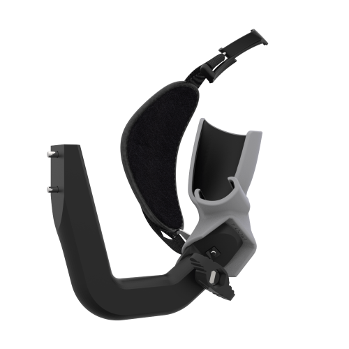 Right view of ProVolver Right Front extension to have an SMG simulator for Pico 4 with prostrap with Grey PLA cup