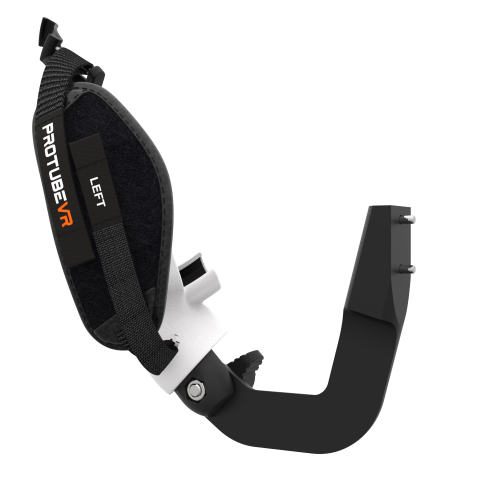 Left view of ProVolver Right Front extension to have an SMG simulator for Pico 4 with prostrap with White PLA cup