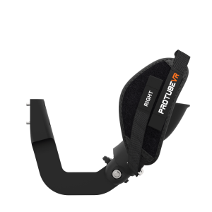 Side view of ProVolver Left Front extension to have an SMG simulator for Meta Quest 1 with prostrap with Black Carbon cup