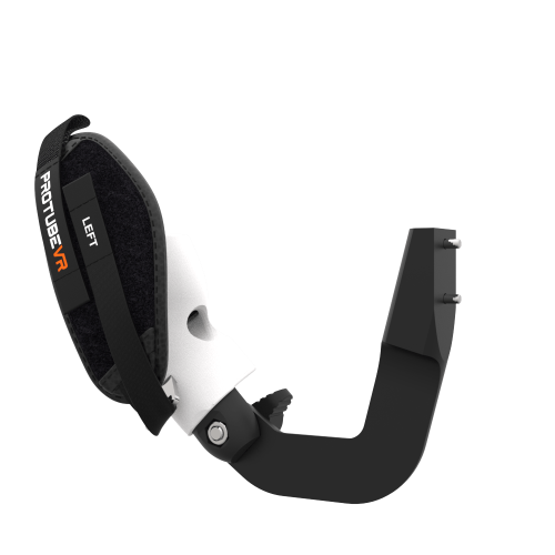 Left view of ProVolver Right Front extension to have an SMG simulator for Meta Quest 1 with prostrap with White PLA cup