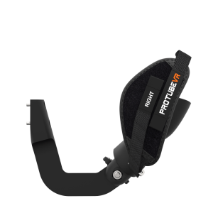 Side view of ProVolver Left Front extension to have an SMG simulator for Meta Quest 2 with prostrap with Black Carbon cup