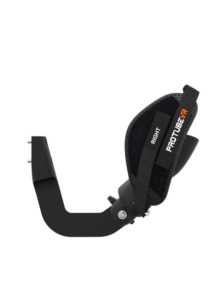 Side view of ProVolver Left Front extension to have an SMG simulator for Meta Quest 2 with prostrap with Black Carbon cup