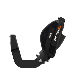 Side view of ProVolver Left Front extension to have an SMG simulator for Meta Quest 3 with prostrap with Black Carbon cup