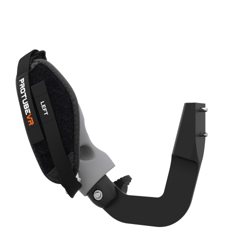 Left view of ProVolver Right Front extension to have an SMG simulator for Meta Quest 3 with prostrap with Grey PLA cup