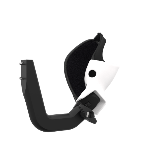Right view of ProVolver Right Front extension to have an SMG simulator for Meta Quest 3 with prostrap with White PLA cup