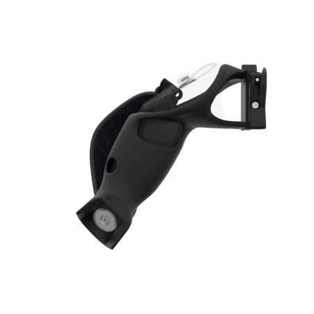 Side view of ProVolver Rear Cup for Meta Quest 3 and Quest Pro Black Carbon Fiber Left hand