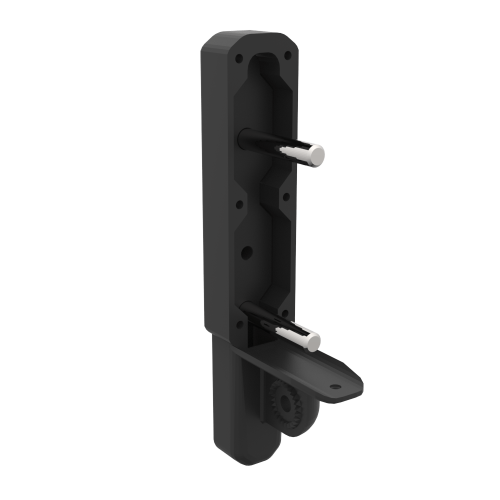 right view of assembled black carbon butt pad spare parts for ForceTube haptic storm module