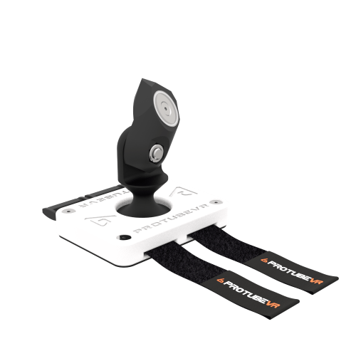 right view of white vr joystick protas base without controller cup with ProTubeVR logo