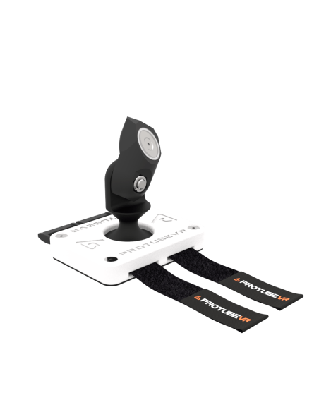 right view of white vr joystick protas base without controller cup with ProTubeVR logo