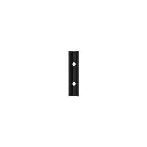 side view of a carbon black female picatini rail of three centimeters with two holes inside it