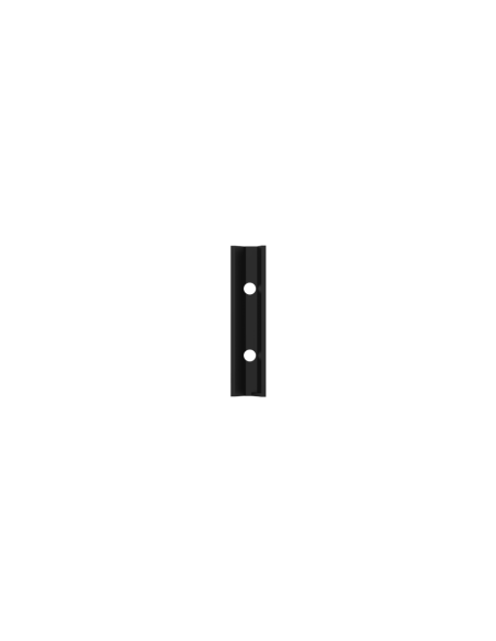 side view of a carbon black female picatini rail of three centimeters with two holes inside it