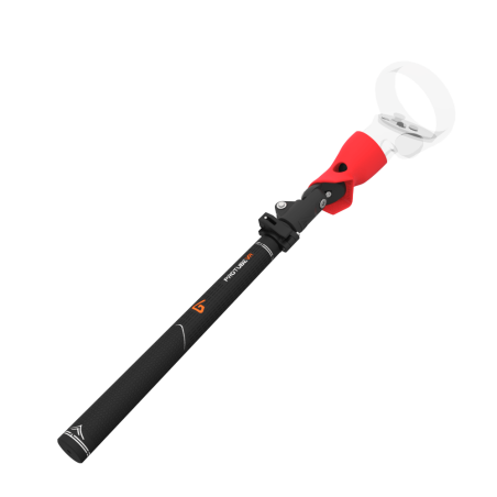 View of Swing It VR golf club for Meta Quest 2 Carbon Armature and Red PLA cups Left hand