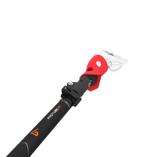 Close view of Swing It VR golf club for Meta Quest 3 Carbon Armature and Red PLA cups Left hand