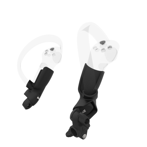Right view of fastened vr gun stock to magtube gunstock with Black Carbon Fiber cups for Pico 4