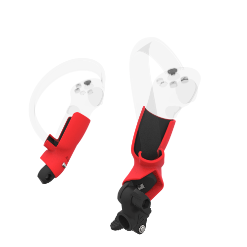 Right view of fastened vr gun stock to magtube gunstock with Red PLA cups for Pico 4