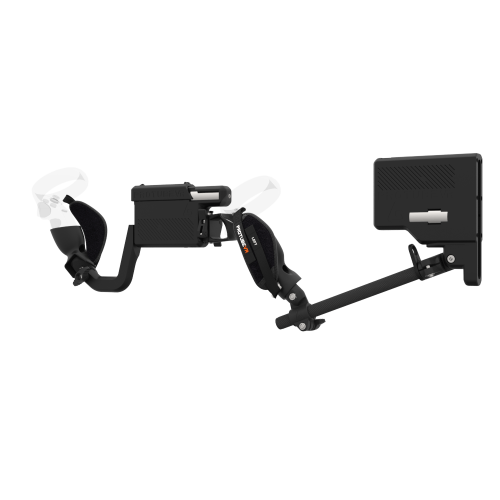 Left view of ProVolver for Meta Quest 1 and Rift S with Black Rear Cup Left Explorer haptic stock Carbon tube front carbon