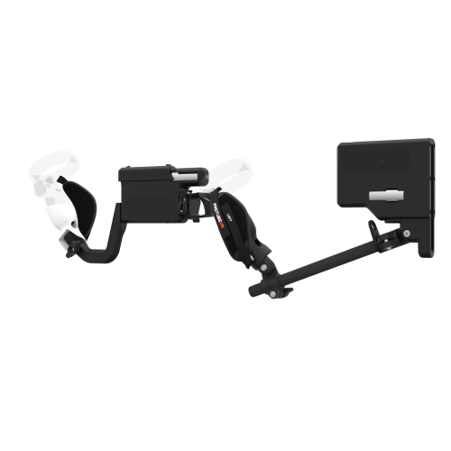 Left view of ProVolver for Meta Quest 1 and Rift S with Black Rear Cup Left Explorer haptic stock Carbon tube front white