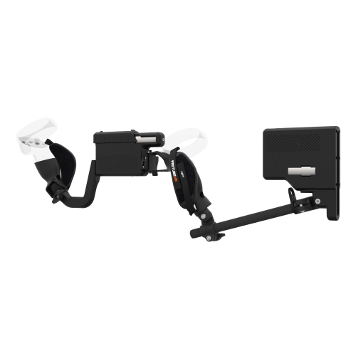 Left view of ProVolver for Meta Quest 2 with Black Rear Cup Left Explorer haptic stock Carbon tube front carbon