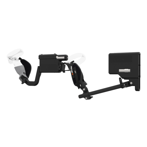 Left view of ProVolver for Meta Quest 2 with Black Rear Cup Left Explorer haptic stock Carbon tube front grey