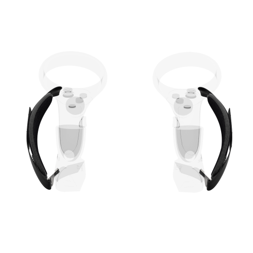 Player view of ProStraps MK1 for Meta Quest 1 and Rift S with transparent controllers and cup mounts
