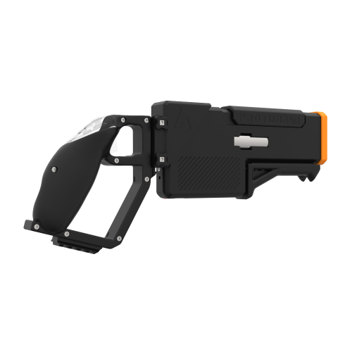 Right probolter powerful haptic gun for pico 4 ultra with black carbon rear cup for right hand with orange tip