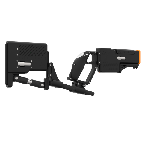 Right of a probolter heavy for meta quest 3 with black carbon rear cup for right hand with recoil stock with orange tip