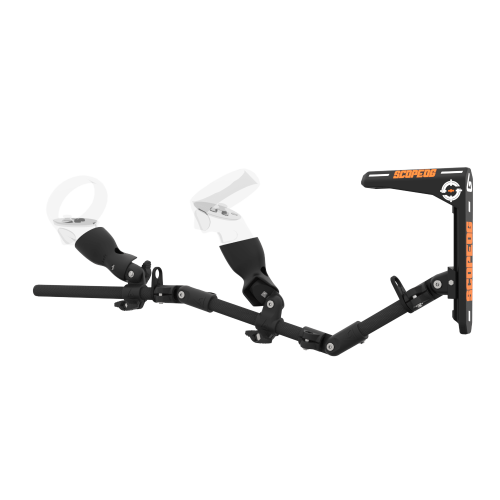 Left view of virtual reality gunstock Magtube full carbon with for Meta Quest 2 with ScopeOG collaboration stock