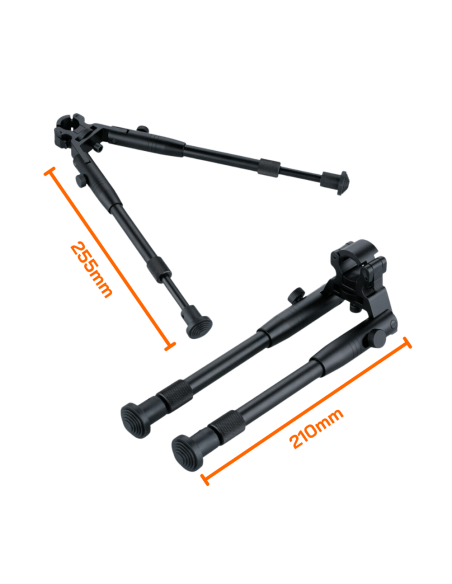 the length of the bipod folded and unfolded